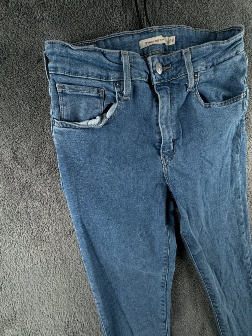 Levis Premium 721 High Rise Skinny Denim Blue Jeans Size 29 Women Cotton Blend - Picture 2 of 16